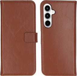 Selencia Hoesje Geschikt voor Samsung Galaxy A35 Hoesje Met Pasjeshouder - Selencia Echt Lederen Bookcase - Lichtbruin