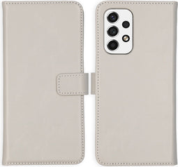 Selencia Hoesje Geschikt voor Samsung Galaxy A53 Hoesje Met Pasjeshouder - Selencia Echt Lederen Bookcase - grijs