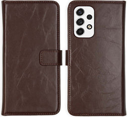 Selencia Hoesje Geschikt voor Samsung Galaxy A53 Hoesje Met Pasjeshouder - Selencia Echt Lederen Bookcase - Bruin