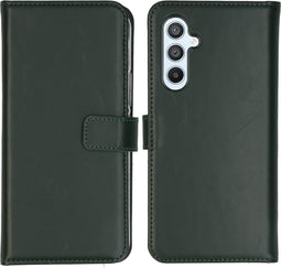 Selencia Hoesje Geschikt voor Samsung Galaxy A54 (5G) Hoesje Met Pasjeshouder - Selencia Echt Lederen Bookcase - Groen