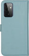 Selencia Hoesje Geschikt voor Samsung Galaxy A72 Hoesje Met Pasjeshouder - Selencia Echt Lederen Bookcase - Lichtblauw