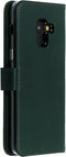 Selencia Hoesje Geschikt voor Samsung Galaxy A8 (2018) Hoesje Met Pasjeshouder - Selencia Echt Lederen Bookcase - Groen