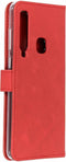 Selencia Hoesje Geschikt voor Samsung Galaxy A9 (2018) Hoesje Met Pasjeshouder - Selencia Echt Lederen Bookcase - Rood