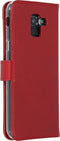 Selencia Hoesje Geschikt voor Samsung Galaxy J6 Hoesje Met Pasjeshouder - Selencia Echt Lederen Bookcase - Rood