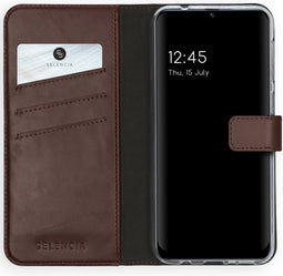 Selencia Hoesje Geschikt voor Samsung Galaxy M31 Hoesje Met Pasjeshouder - Selencia Echt Lederen Bookcase - Bruin