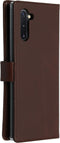 Selencia Hoesje Geschikt voor Samsung Galaxy Note 10 Hoesje Met Pasjeshouder - Selencia Echt Lederen Bookcase - Bruin