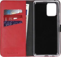 Selencia Hoesje Geschikt voor Samsung Galaxy S10 Lite Hoesje Met Pasjeshouder - Selencia Echt Lederen Bookcase - Rood