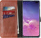Selencia Hoesje Geschikt voor Samsung Galaxy S10 Plus Hoesje Met Pasjeshouder - Selencia Echt Lederen Bookcase - Lichtbruin