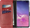 Selencia Hoesje Geschikt voor Samsung Galaxy S10 Plus Hoesje Met Pasjeshouder - Selencia Echt Lederen Bookcase - Rood