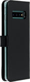 Selencia Hoesje Geschikt voor Samsung Galaxy S10 Plus Hoesje Met Pasjeshouder - Selencia Echt Lederen Bookcase - Zwart