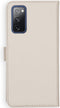 Selencia Hoesje Geschikt voor Samsung Galaxy S20 FE Hoesje Met Pasjeshouder - Selencia Echt Lederen Bookcase - Lichtgrijs