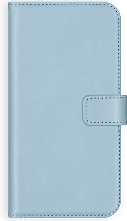 Selencia Hoesje Geschikt voor Samsung Galaxy S20 Plus Hoesje Met Pasjeshouder - Selencia Echt Lederen Bookcase - Lichtblauw