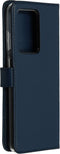 Selencia Hoesje Geschikt voor Samsung Galaxy S20 Ultra Hoesje Met Pasjeshouder - Selencia Echt Lederen Bookcase - Blauw