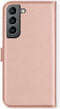 Selencia Hoesje Geschikt voor Samsung Galaxy S21 FE Hoesje Met Pasjeshouder - Selencia Echt Lederen Bookcase - Roze