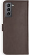 Selencia Hoesje Geschikt voor Samsung Galaxy S21 Hoesje Met Pasjeshouder - Selencia Echt Lederen Bookcase - Bruin