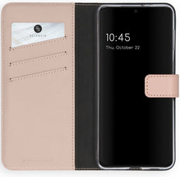 Selencia Hoesje Geschikt voor Samsung Galaxy S21 Plus Hoesje Met Pasjeshouder - Selencia Echt Lederen Bookcase - Roze