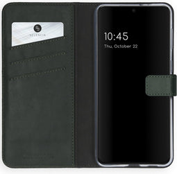 Selencia Hoesje Geschikt voor Samsung Galaxy S21 Plus Hoesje Met Pasjeshouder - Selencia Echt Lederen Bookcase - Groen