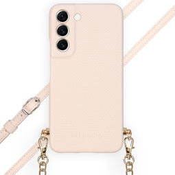 Selencia Hoesje Geschikt voor Samsung Galaxy S22 Hoesje Met Koord - Selencia Aina Slang Hoesje met koord - Wit