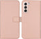 Selencia Hoesje Geschikt voor Samsung Galaxy S22 Plus Hoesje Met Pasjeshouder - Selencia Echt Lederen Bookcase - roze