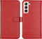 Selencia Hoesje Geschikt voor Samsung Galaxy S22 Plus Hoesje Met Pasjeshouder - Selencia Echt Lederen Bookcase - Rood