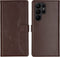 Selencia Hoesje Geschikt voor Samsung Galaxy S23 Ultra Hoesje Met Pasjeshouder - Selencia Echt Lederen Bookcase - Bruin