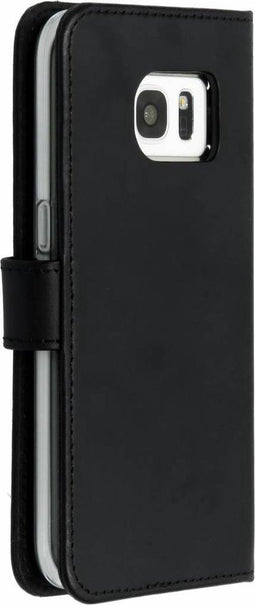 Selencia Hoesje Geschikt voor Samsung Galaxy S7 Hoesje Met Pasjeshouder - Selencia Echt Lederen Bookcase - Zwart