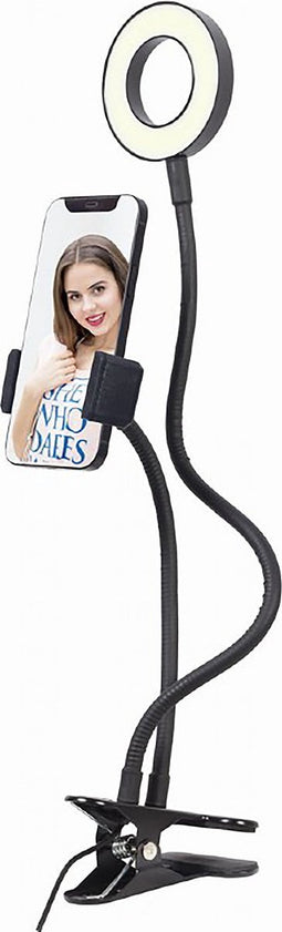 Selfie Ring lamp op statief - Met Smartphone Houder - Ring Light - Gembird - Tiktok / Instagram / Youtube - Studio Lamp