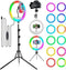 Selfie ring licht 33 cm - Uitschuifbare statief 160 cm - RGB ring verlichting - Mobiele telefoon houder voor live streaming - 10 Helderheid LED selfie licht - Draadloze afstandsbediening