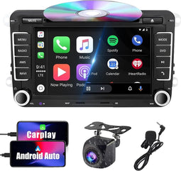 SEMAITU Autoradio DVD Bluetooth voor VW - 7 Inch 2 DIN Touchscreen met Apple CarPlay en Android Auto