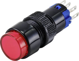 TRU COMPONENTS LAS2Y-11/R/12V Druktoets 250 V 3 A 1x uit/(aan) Moment Rood IP40 1 stuk(s)