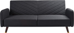 SENJA - Slaapbank 3-zits - Zwart - Kunstlinnen