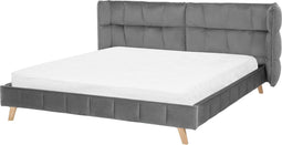 SENLIS - Tweepersoonsbed - Grijs - 180 x 200 cm - Fluweel