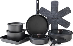 SENSARTE 17-delige Kookset - Inductie & Ovenbestendig - Verwijderbare Handgrepen