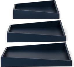 Senza Asymmetrische Houten Dienbladen 3 Stuks Blauw