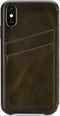 Senza Desire Skinny Leren Bookcase Hoesje - Geschikt voor iPhone XS / X - Burned Olive