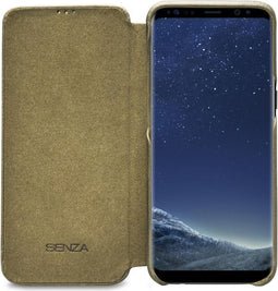 Senza Desire Skinny Leren Bookcase Hoesje - Geschikt voor Samsung Galaxy S8 - Burned Olive
