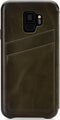 Senza Desire Skinny Leren Bookcase Hoesje - Geschikt voor Samsung Galaxy S9 - Burned Olive