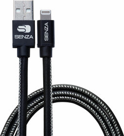 Senza Premium Leren Apple Lightning Kabel 1.5 Meter Zwart