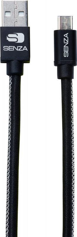 Senza Premium Leren Micro-USB Kabel 1.5 Meter Zwart