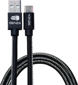 Senza Premium Leren USB-C Kabel 1.5 Meter Zwart