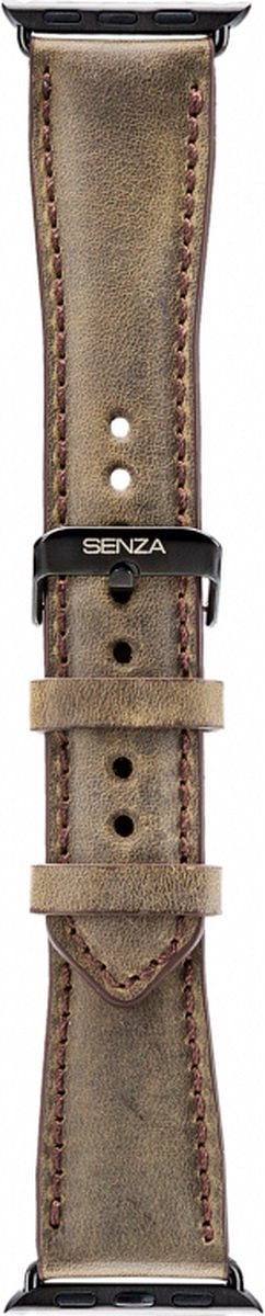 Senza Raw Leren Bandje voor Apple Watch Series 7 (45mm) - Chestnut Brown