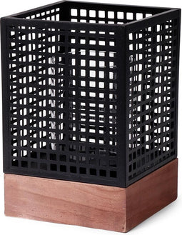 SENZA Waxinelichthouder - Theelichthouder - Rasterpatroon - Lantaarn Effect - Zwart