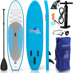 SereneLife SLSUPB10 Free Flow Paddleboard SUP - Stand-Up Paddle-Board -Incl accessoires - 10ft - Max. 125kg - Blauw