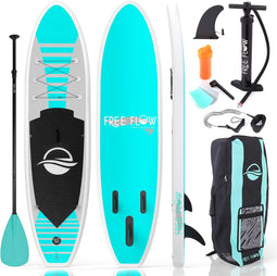 SereneLife SLSUPB105 Free Flow Paddleboard SUP - Stand-Up Paddle-Board Incl accessoires - 10.5ft - Max 125kg - Turquoise