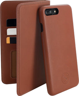 Serenity 2 in 1 Leather Wallet Case Apple iPhone 7/8 Plus Cognac Brown