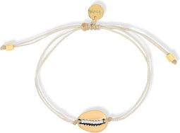 Scmyk BG-260 H - Armband - Goudkleurig schelpje - Creme koord