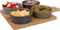 Serveerplank bamboe 31 x 22 cm met 4x luxe hapjes/saus/tapas schaaltjes