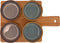 Serveerplank bamboe 31 x 22 cm met 4x luxe hapjes/saus/tapas schaaltjes