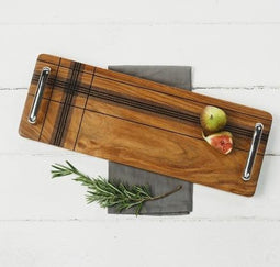 Serveerplank met Schotse tartan design - 42x15 - Sheesham hout - Just Slate Company Scotland