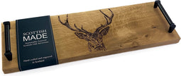 Serveerplank met stalen handvatten Edelhert - 45x15 - Schots Eikenhout - Scottish Made